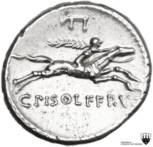 reverse: C. Piso Frugi. AR Denarius, Rome mint, 67 BC