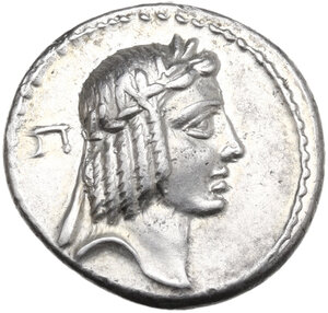 obverse: C. Piso Frugi. AR Denarius, Rome mint, 67 BC