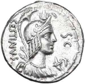 obverse: M. Plaetorius M. f. Cestianus. AR Denarius, 67 BC