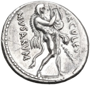 reverse: Q. Pomponius Musa. AR Denarius, 66 BC