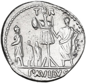 reverse: L. Aemilius Lepidus Paullus.. AR Denarius, Rome mint, 62 BC
