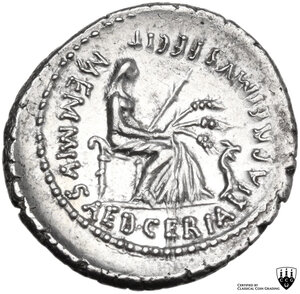 reverse: C. Memmius. AR Denarius, 56 BC