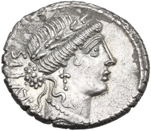 obverse: Mn. Acilius Glabrio. AR Denarius, 49 BC