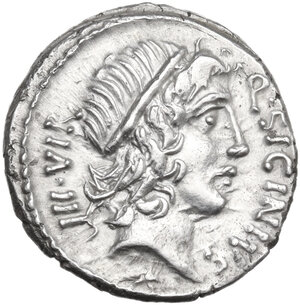 obverse: Q. Sicinius with C. Coponius. Denarius, mint moving with Pompey, 49 BC