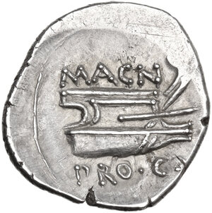 reverse: Pompey the Great.. AR Denarius, mint moving with Pompey, 49 BC