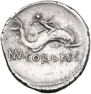 reverse: Mn. Cordius Rufus. . AR Denarius, 46 BC