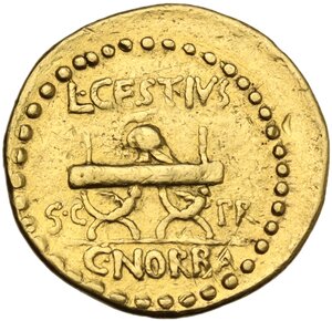 reverse: L. Cestius and C. Norbanus.. AV Aureus. Rome mint, January-April 43 BC