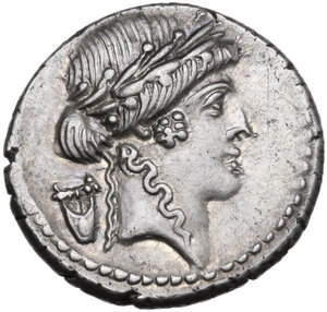 obverse: P. Clodius. AR Denarius, Rome mint, 42 BC