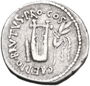 reverse: Q. Caepio Brutus.. AR Denarius, 43-42 BC, mint moving with Brutus