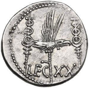 reverse: Mark Antony. AR Denarius, mint moving with Marcus Antonius, 32-31 BC