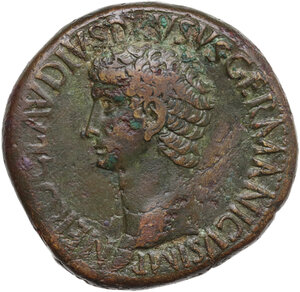 obverse: Nero Claudius Drusus, brother of Tiberius and father of Claudius (died 9 AD).. AE Sestertius, struck under Claudius, 50-54