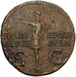 reverse: Germanicus (died 19 AD).. AE Dupondius, struck under Caligula, 37-41 AD