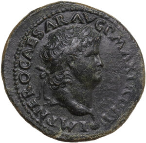obverse: Nero (54 68).. AE Dupondius. Lugdunum mint, c. 66 AD