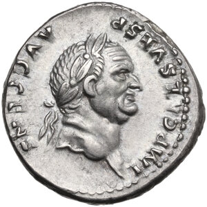 obverse: Vespasian (69-79 AD).. AR Denarius. Rome mint. Struck AD 73