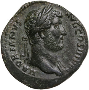 obverse: Hadrian (117-138).. AE Sestertius. Rome mint. Struck circa AD 134-138