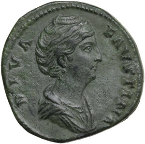 obverse: Faustina I, wife of Antoninus Pius (died 141 AD).. AE Sestertius. Rome mint,141-146 AD