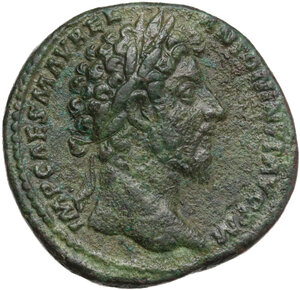 obverse: Marcus Aurelius (161-180).. AE Sestertius. Rome mint. Struck circa AD 161-162