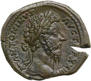obverse: Marcus Aurelius (161-180 AD).. AE Sestertius, Rome mint, 169-170 AD