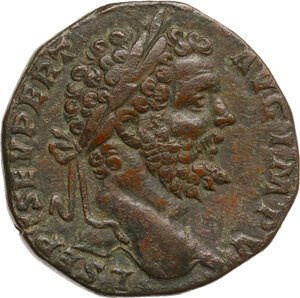 obverse: Septimius Severus (193-211).. AE Sestertius. Rome mint. Struck AD 195
