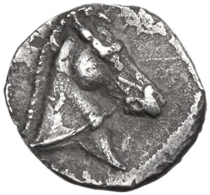 obverse: Southern Apulia, Tarentum. AR Three-Quarter Obol, c. 325-280 BC