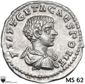 obverse: Geta as Caesar (198-209).. AR Denarius. Laodicea mint. Struck AD 200-202