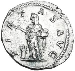 reverse: Julia Maesa, grandmother of Elagabalus (died 225 AD). AR Denarius, Rome mint, 218-220 AD
