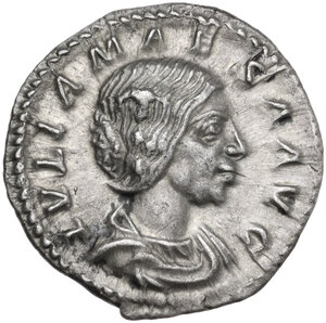 obverse: Julia Maesa, grandmother of Elagabalus (died 225 AD). AR Denarius. Rome mint. Struck under Elagabalus, AD 218-220