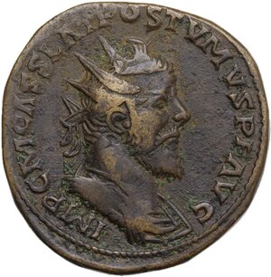obverse: Postumus. Romano-Gallic Emperor (259-268).. AE Double Sestertius. Treveri (Trier) mint. 3rd bronze emission, AD 261