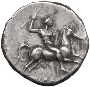 obverse: Southern Apulia, Tarentum. AR Nomos, c. 272-240 BC. Hippoda- and Di-, magistrates