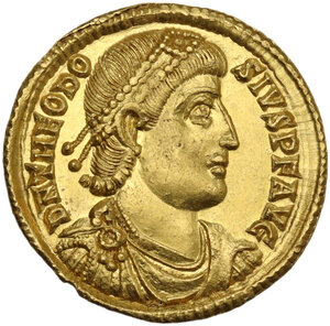 obverse: Theodosius I (379-395).. AV Solidus, Sirmium mint, 379-380 AD