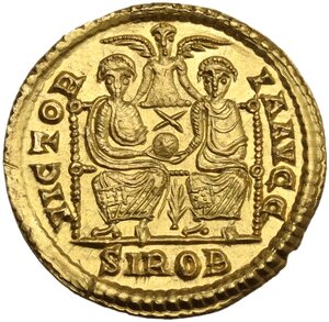 reverse: Theodosius I (379-395).. AV Solidus, Sirmium mint, 379-380 AD