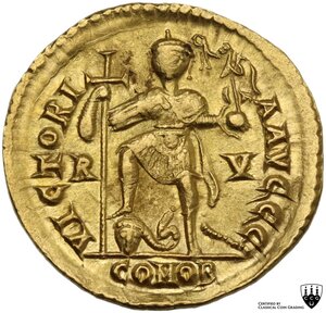 reverse: Valentinian III (425-455).. AV Solidus, 426-430 AD. Ravenna mint