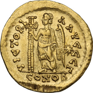 reverse: Marcian (450-457).. AV Solidus. Constantinople mint, 3rd officina, c. 450 AD
