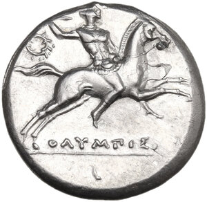 obverse: Southern Apulia, Tarentum. AR Nomos, c. 240-228 BC. Olympis magistrate