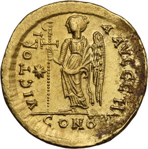 reverse: Anastasius I (491-518).. AV Solidus. Constantinople mint, 9th officina. Struck c. 507-518