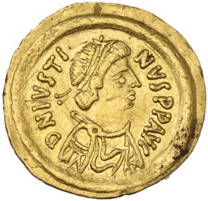 obverse: Justin II (565-578).. AV Tremissis, Ravenna mint