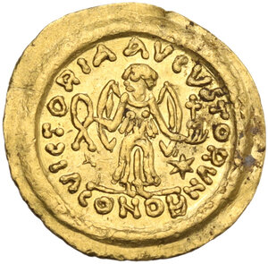reverse: Justin II (565-578).. AV Tremissis, Ravenna mint