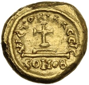 reverse: Heraclius, with Heraclius Constantine (610-641).. AV Solidus. Carthage mint. Dated IY 13 (624/5)