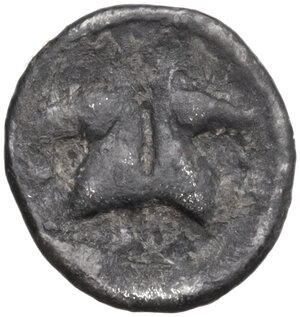 reverse: Southern Apulia, Tarentum. AR Trihemiobol or Diobol, c. 280-228 BC