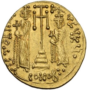 reverse: Constans II, with Constantine IV (641-668). . AV Solidus. Syracuse mint. Struck c. 661-668