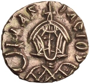obverse: Basil I, the Macedonian (867-886), with Constantine (868-879).. Debased AV Semissis (?), Syracuse mint
