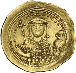 reverse: Constantine IX Monomachus (1042-1055 AD).. AV Histamenon Nomisma, Constantinople mint