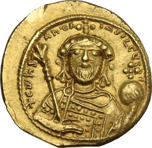 reverse: Constantine IX Monomachus (1042-1055 AD).. AV Tetarteron Nomisma. Constantinople mint. Struck 1053-1055