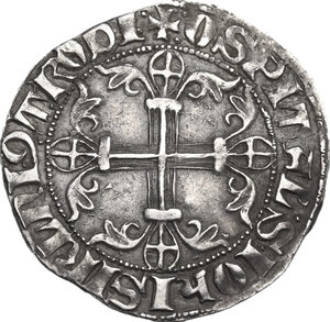 reverse: Rhodes.  The order of St. John. Helion of Villeneuve (1319-1346). AR Gigliato