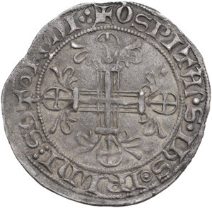 reverse: Rhodes.  The Order of St. John. Roger of Pins (1355-1365). AR Gigliato