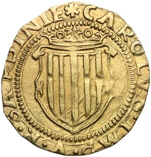 obverse: Cagliari.  Carlo V d Asburgo (1517-1556).. Scudo d oro