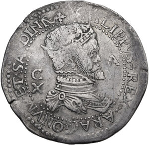 obverse: Cagliari.  Filippo II di Spagna (1556-1598). Da 10 reali, sigle X C / A