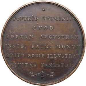 reverse: Fano. Medaglia 1827 donata dal Municipio di Fano all’ing. Pompeo Mancini che aveva curato il restauro dell’Arco di Augusto