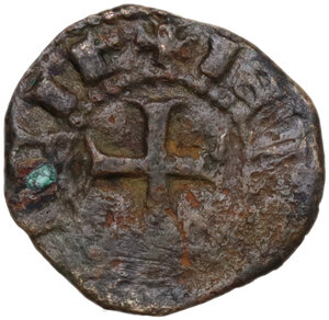 reverse: Napoli.  Carlo II d Angiò (1285-1289).. Mezzo denaro gherardino