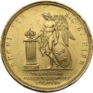 reverse: Napoli.  Ferdinando II di Borbone (1830-1859). 30 ducati o decupla 1852